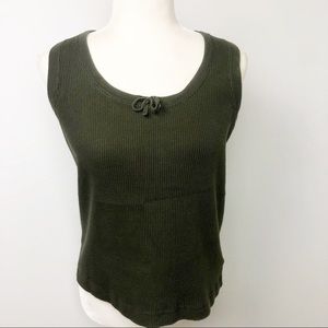RALPH LAUREN Khaki Green Ribbed Logo Tank Top L